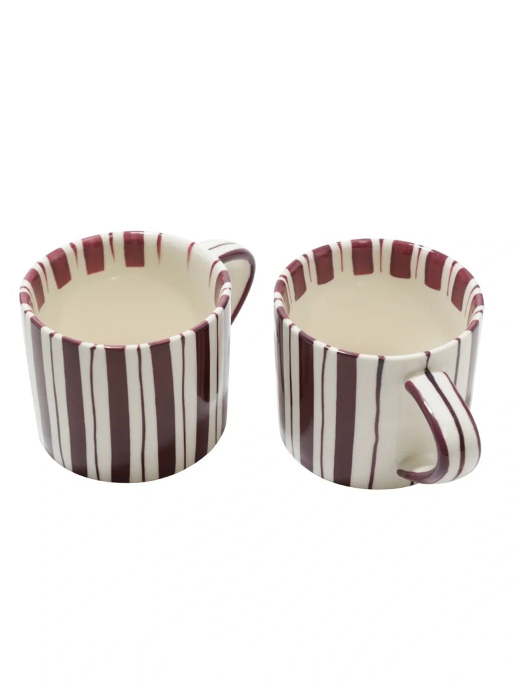 Noon &‎ Moon Cherry Lacquer Striped Espresso Cups Set of 2 Demitasse NWOB